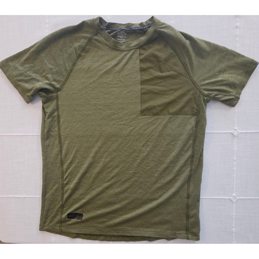 Athletic Works Boys XL 14-16 Olive Green Short Sleeve Performance Mesh Tee Shirt